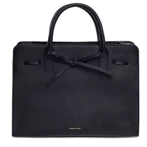 Mansur Gavriel Black TUMBLED LEATHER Sun Bag large